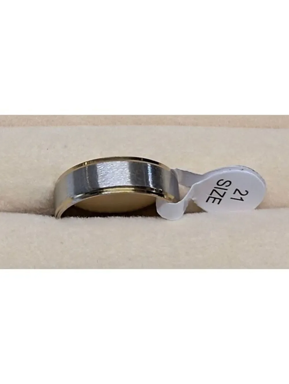 New Mens Size 11.5 Two Gold Silver Tone Stainless Steel Band Ring Wedding Thumb